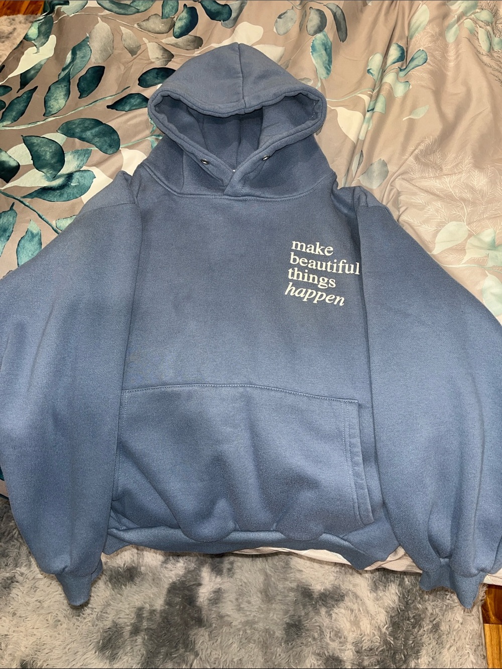 Altar’d State Blue Pullover Hoodie - "Make Beautiful Things Happen"